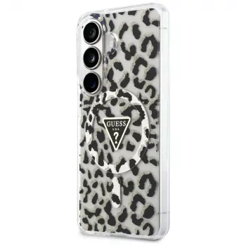 Guess IML Leopard Print Triangle MagSafe Capa para Samsung Galaxy S26, preto