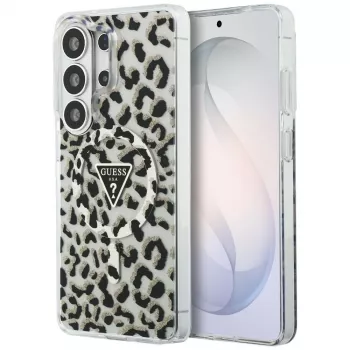 Guess IML Leopard Print Triangle MagSafe Capa para Samsung Galaxy S26 Ultra (preto)