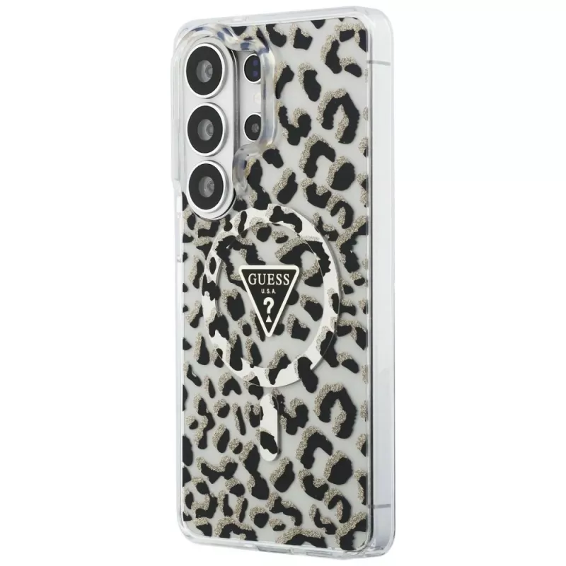 Guess IML Leopard Print Triangle MagSafe Capa para Samsung Galaxy S26 Ultra (preto)