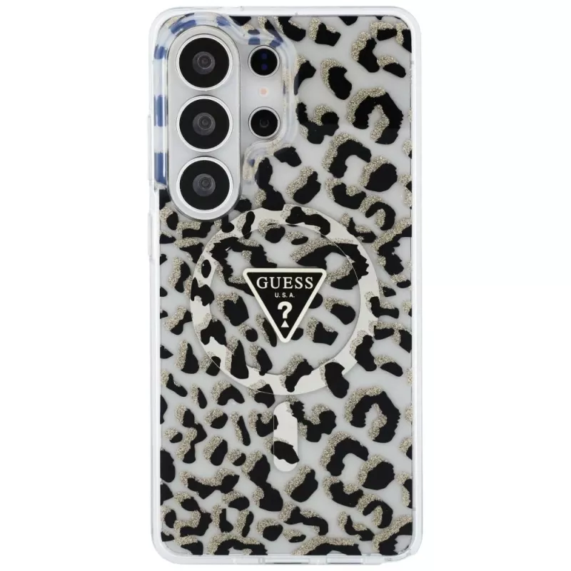 Guess IML Leopard Print Triangle MagSafe Capa para Samsung Galaxy S26 Ultra (preto)