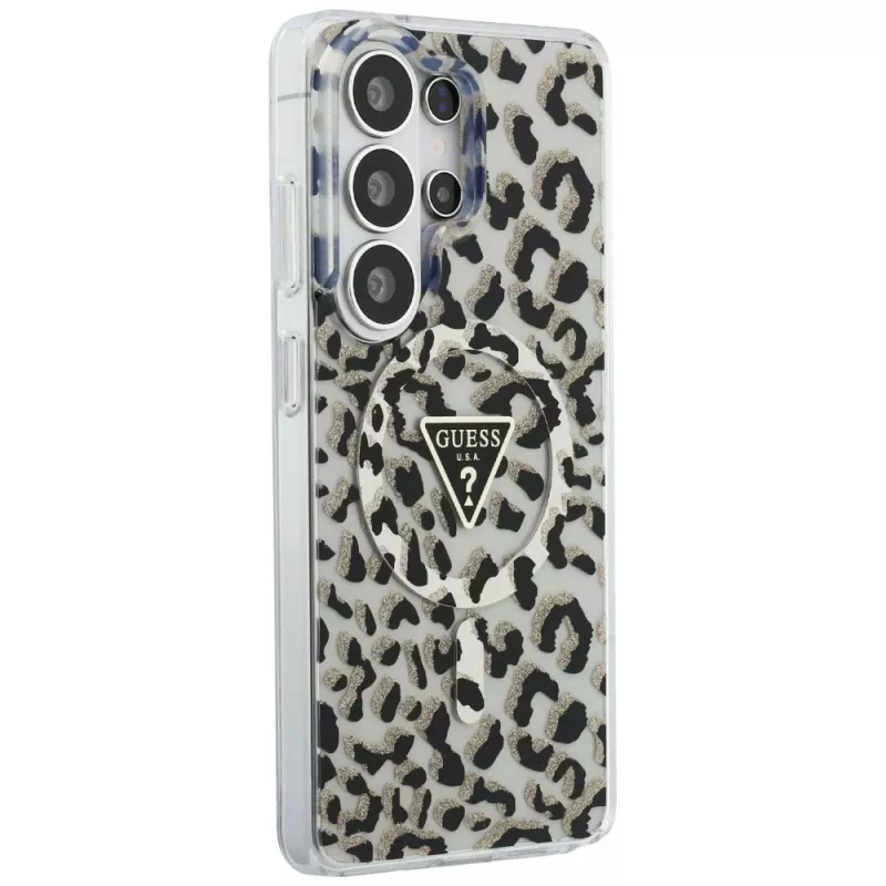 Guess IML Leopard Print Triangle MagSafe Capa para Samsung Galaxy S26 Ultra (preto)