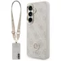 Guess 4G Big Rhinestone Triangle Strap MagSafe Capa para telefone e conjunto com cordão para Samsung Galaxy S26, rosa