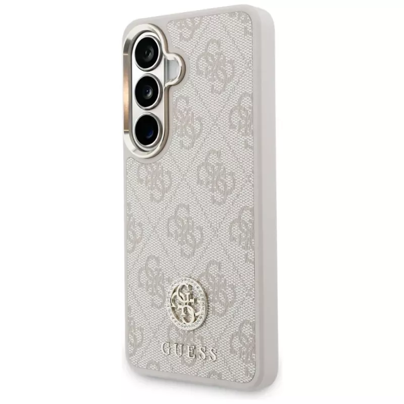 Guess 4G Big Rhinestone Triangle Strap MagSafe Capa para telefone e conjunto com cordão para Samsung Galaxy S26, rosa