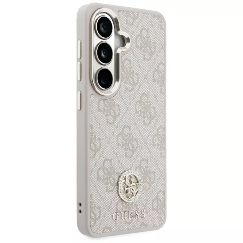 Guess 4G Big Rhinestone Triangle Strap MagSafe Capa para telefone e conjunto com cordão para Samsung Galaxy S26, rosa