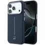 Capa MagSafe Mercedes Leather Semi Wrap Iconic Line para iPhone 17 Pro Max Navy Blue
