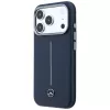 Capa MagSafe Mercedes Leather Semi Wrap Iconic Line para iPhone 17 Pro Max Navy Blue