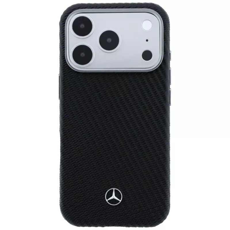 Capa MagSafe Mercedes Leather Semi Wrap Wood Effect para Apple iPhone 17 Pro preto