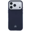 Capa MagSafe Mercedes Leather Semi Wrap Wood Effect para iPhone 17 Pro Max Navy Blue