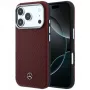 Capa MagSafe Mercedes Leder Semi Wrap Wood Effect para iPhone 17 Pro Max vermelho