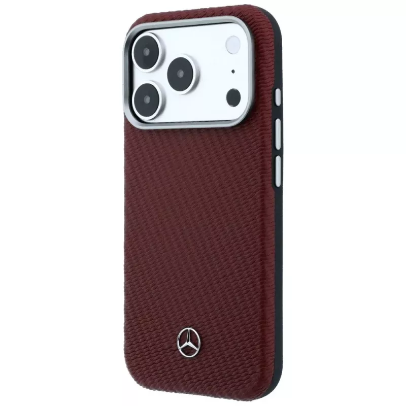 Capa MagSafe Mercedes Leder Semi Wrap Wood Effect para iPhone 17 Pro Max vermelho
