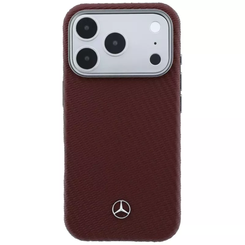 Capa MagSafe Mercedes Leder Semi Wrap Wood Effect para iPhone 17 Pro Max vermelho
