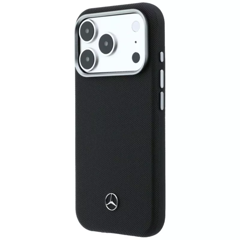 Capa MagSafe Mercedes Leather Semi Wrap Wood Effect para iPhone 17 Pro Max preto