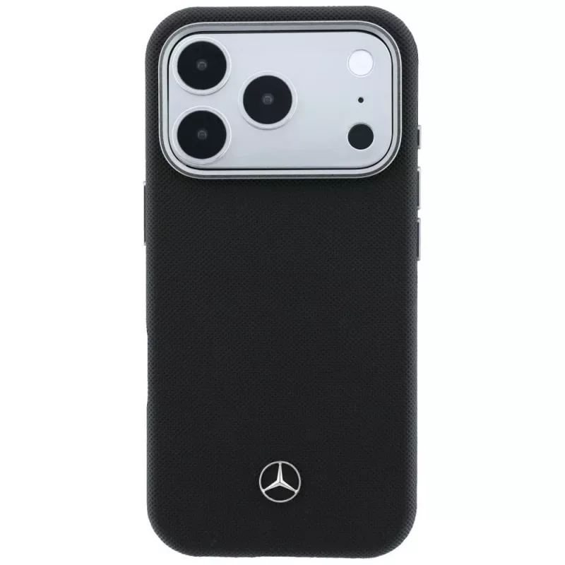Capa MagSafe Mercedes Leather Semi Wrap Wood Effect para iPhone 17 Pro Max preto