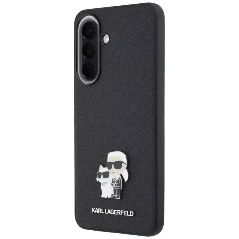 Capa Karl Lagerfeld Saffiano com Karl & Choupette Metal Logo para Samsung Galaxy A57 5G, preto