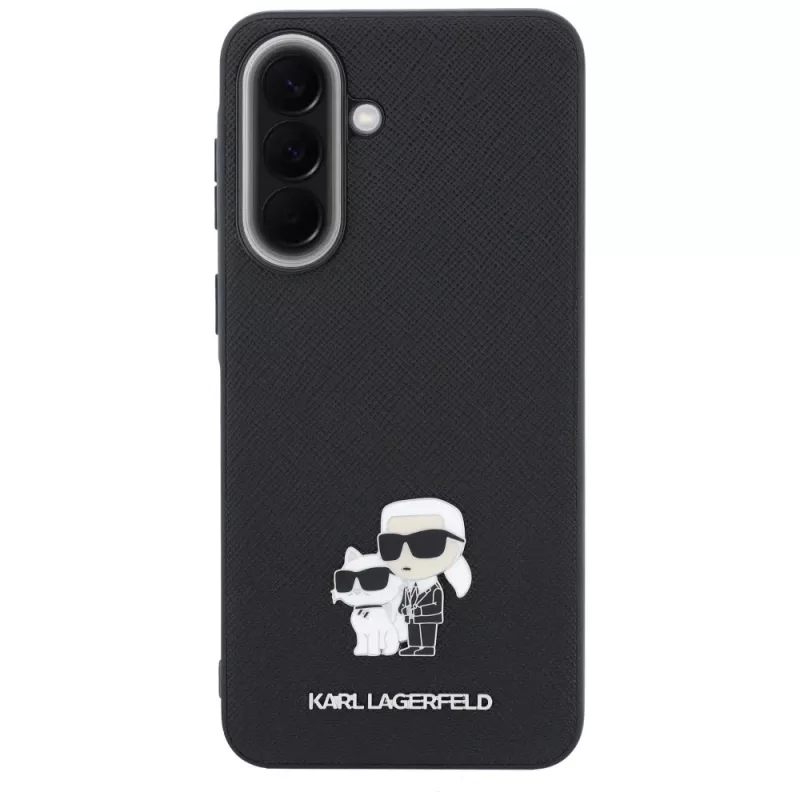 Capa Karl Lagerfeld Saffiano com Karl & Choupette Metal Logo para Samsung Galaxy A57 5G, preto