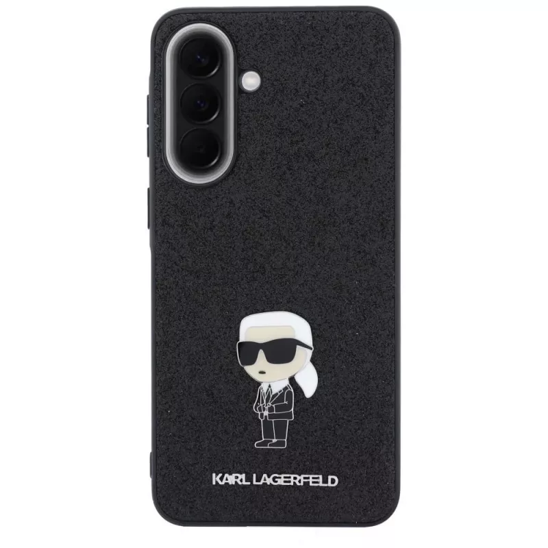 Karl Lagerfeld Fixed Glitter Ikonik Logo Metal Pin Capa para Samsung Galaxy A37 5G Preto