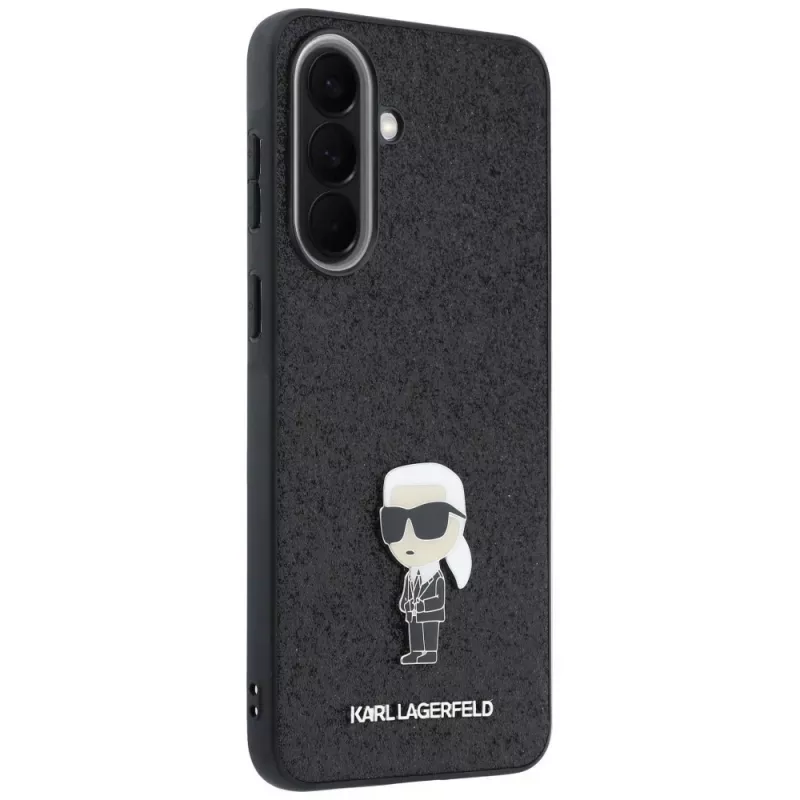 Karl Lagerfeld Fixed Glitter Ikonik Logo Metal Pin Capa para Samsung Galaxy A37 5G Preto