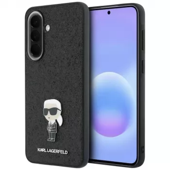 Karl Lagerfeld Fixed Glitter Ikonik Logo Metal Pin Capa Traseira para Samsung Galaxy A57 5G, Preto