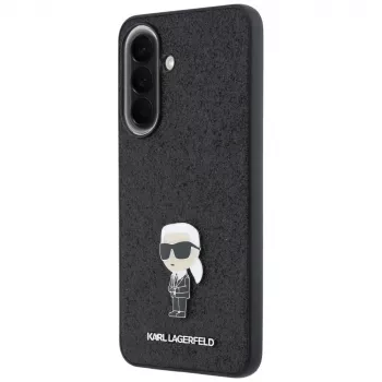 Karl Lagerfeld Fixed Glitter Ikonik Logo Metal Pin Capa Traseira para Samsung Galaxy A57 5G, Preto
