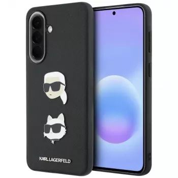 KARL LAGERFELD Capa Protetora para Samsung Galaxy A57 5G, Preto, com Karl & Choupette Heads, Pins & Logo