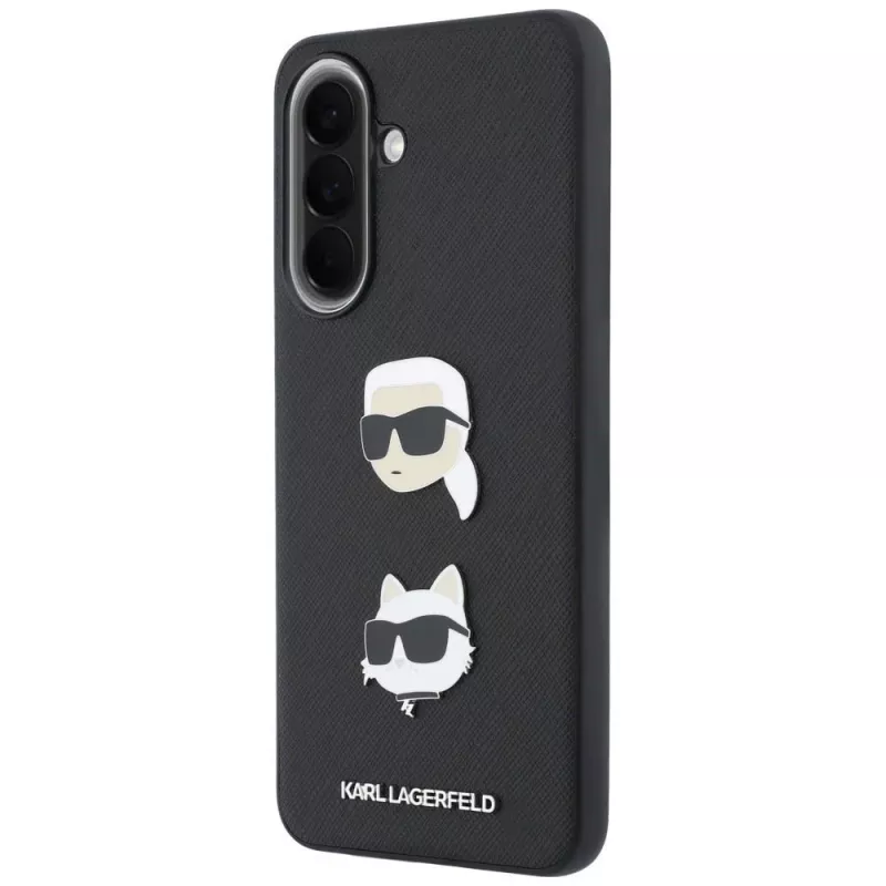 KARL LAGERFELD Capa Protetora para Samsung Galaxy A57 5G, Preto, com Karl & Choupette Heads, Pins & Logo