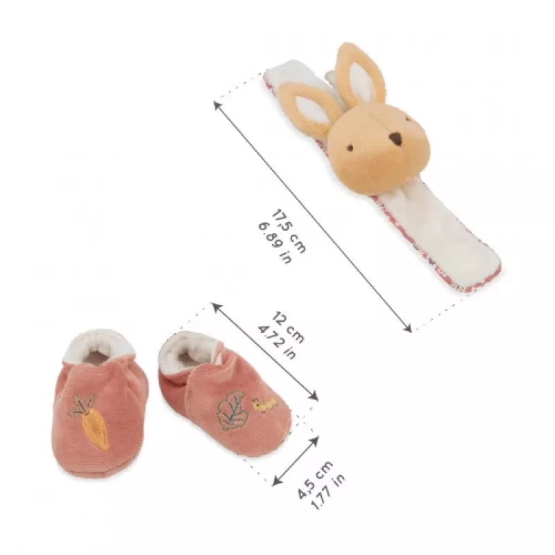 Kaloo Conjunto de Oferta 2 em 1 Coelho (Chocalho + Botinhas) Coleção Petites Chansons