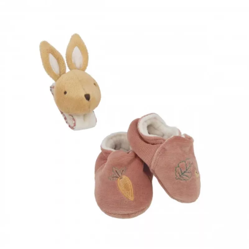 Kaloo Conjunto de Oferta 2 em 1 Coelho (Chocalho + Botinhas) Coleção Petites Chansons