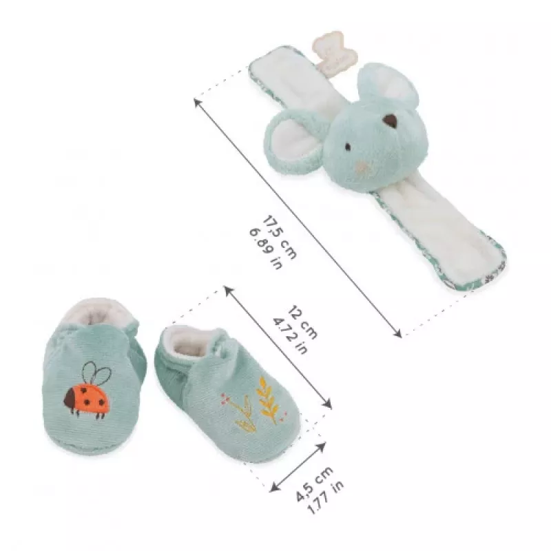 Kaloo Conjunto de Oferta 2 em 1 Rato (Chocalho + Botinhas) Coleção Petites Chansons