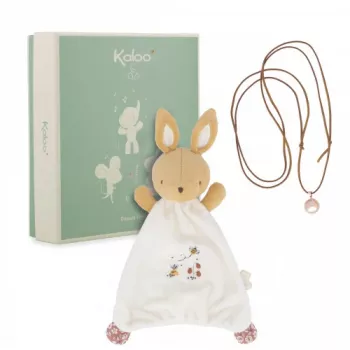 Kaloo Conjunto de Oferta 2 em 1 Coelho Fralda de Peluche e Colar Bola de Gravidez Petites Chansons