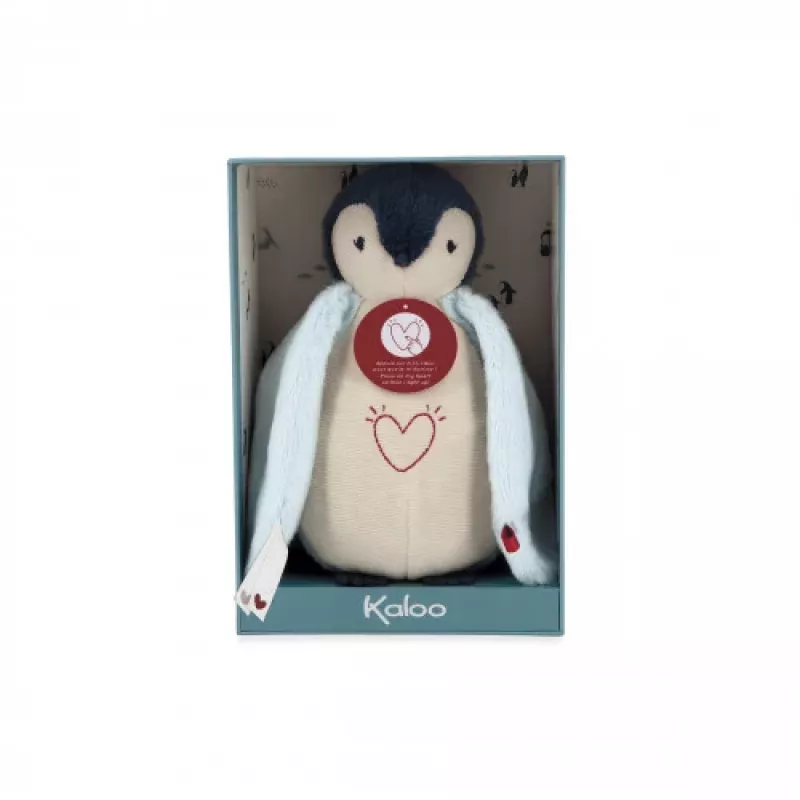 Kaloo Complices Pinguim Peluche Luz de Noite com LED de 7 Cores e Canções de Ninar