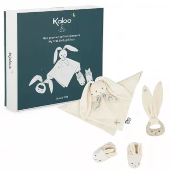 Kaloo Conjunto de Oferta 3 em 1 Coelho (Fralda de Peluche + Mordedor + Botinhas) Creme Coleção Lapinoo