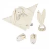 Kaloo Conjunto de Oferta 3 em 1 Coelho (Fralda de Peluche + Mordedor + Botinhas) Creme Coleção Lapinoo