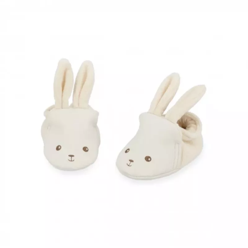 Kaloo Conjunto de Oferta 3 em 1 Coelho (Fralda de Peluche + Mordedor + Botinhas) Creme Coleção Lapinoo