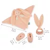 Kaloo Conjunto de Oferta para Bebé 3 em 1 Coelho (Fralda de Peluche + Mordedor + Botinhas) Pêssego Lapinoo