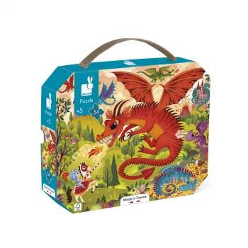 Janod Puzzle em mala Reino dos Dragões 54 peças 5+ Fabricado em França