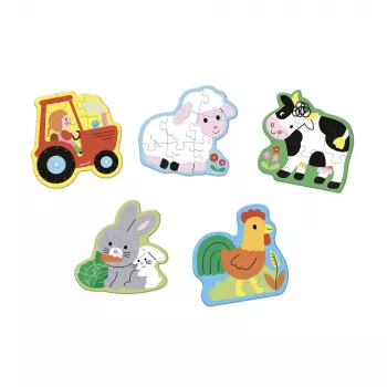 Janod Conjunto de puzzles progressivos 5 puzzles - 2, 4, 6, 8 e 10 peças Quinta 2+