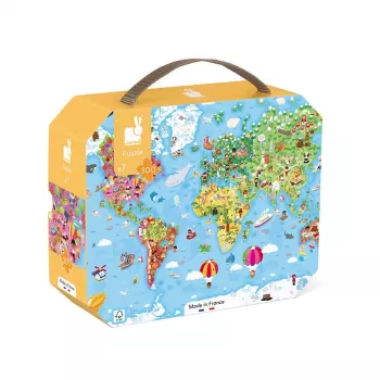 Janod Puzzle em mala Mapa-múndi 300 peças
