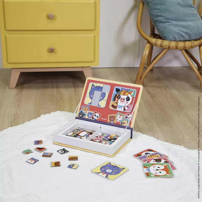 Janod Magnetibook Puzzle Animais livro de puzzle magnético