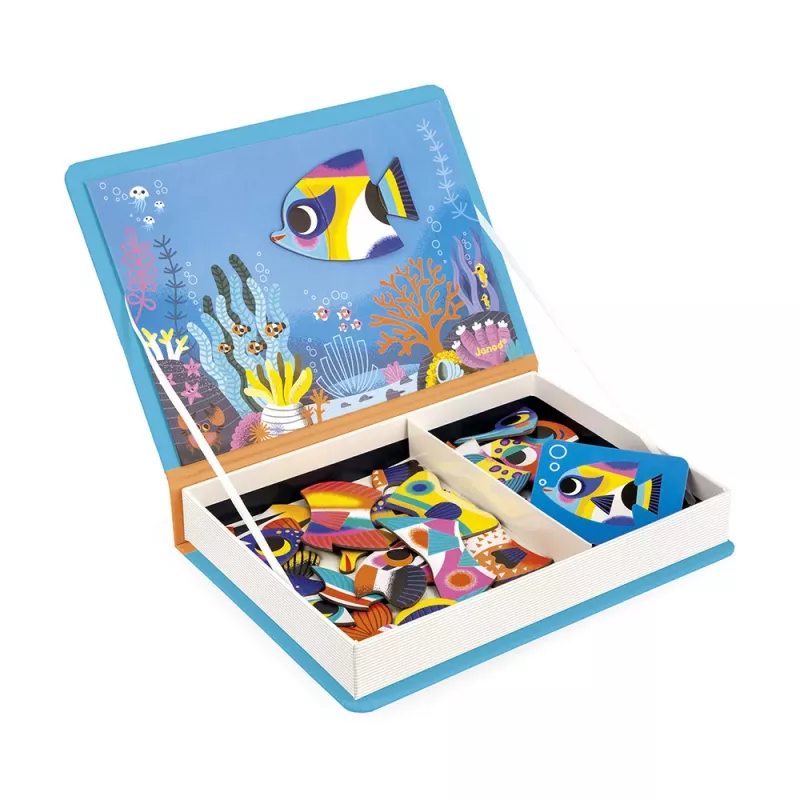 Janod Magnetibook Peixes Tropicais livro de puzzle magnético 3+