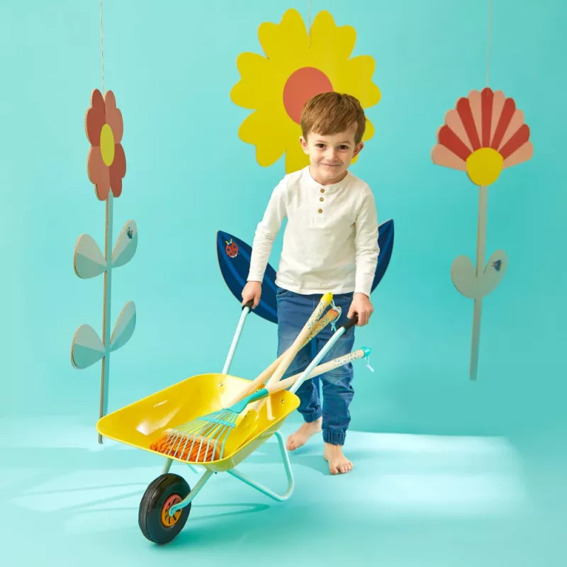 Janod Little Gardener carrinho de mão em metal para crianças 2+