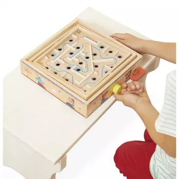 Janod Applepop Jogo de labirinto de bolas - Labirinto de madeira com caneta magnética para crianças a partir dos 5 anos