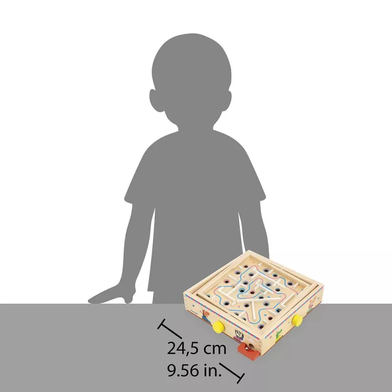 Janod Applepop Jogo de labirinto de bolas - Labirinto de madeira com caneta magnética para crianças a partir dos 5 anos