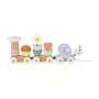 Janod Sweet Cocoon Comboio magnético de empilhar Caracol Brinquedo de puxar com blocos e chocalho, 12m+