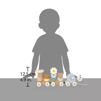 Janod Sweet Cocoon Comboio magnético de empilhar Caracol Brinquedo de puxar com blocos e chocalho, 12m+