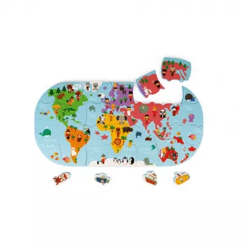Janod Mapa-múndi Puzzle magnético de 28 peças