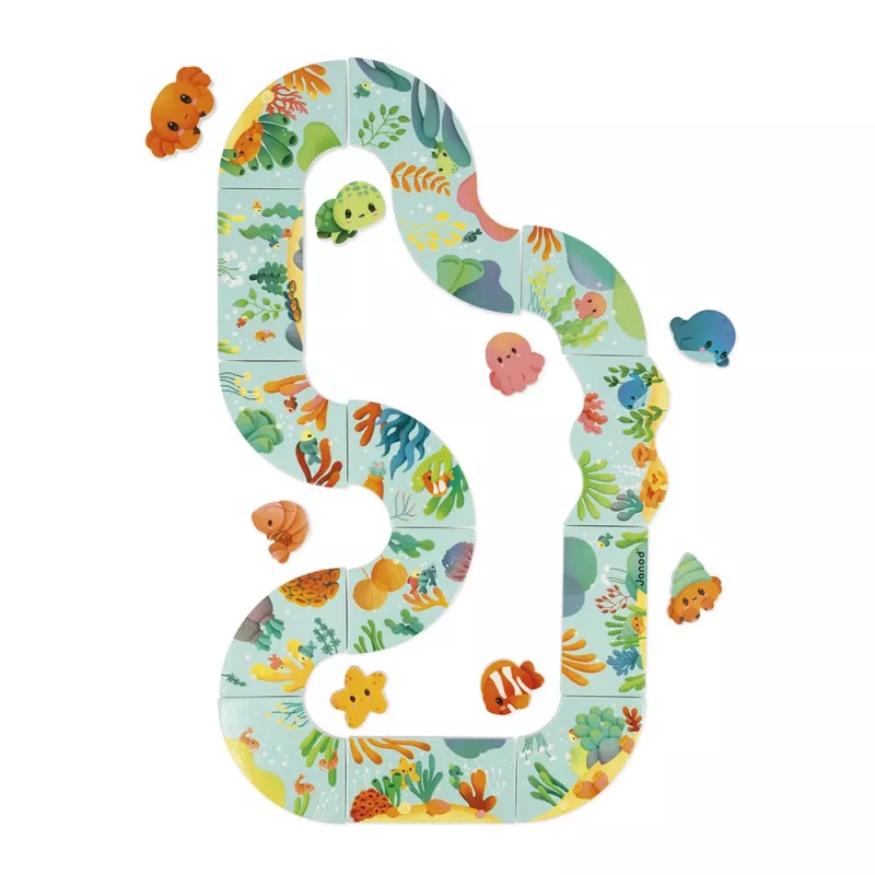Janod Puzzle de banho Animal Track 28 peças 18m+