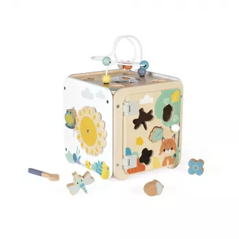 Janod Pure Cubo de atividades grande com labirinto de contas - 20 atividades - J05142