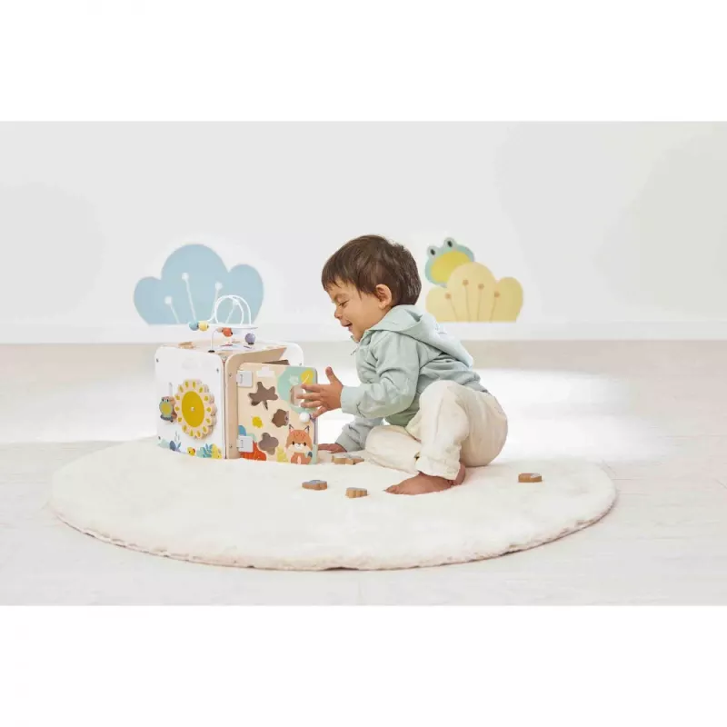 Janod Pure Cubo de atividades grande com labirinto de contas - 20 atividades - J05142