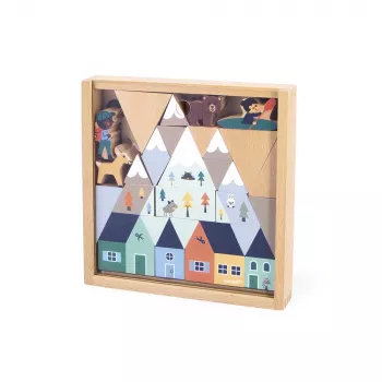 Janod Conjunto de Blocos e Figuras 35 Peças - Cross Roads Mountains