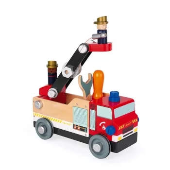 Janod Brico'kids Veículo de Montagem Bombeiros com Ferramentas